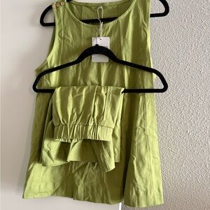 Green Sleeveless Top and Short Set